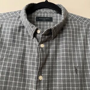 All Saints Charcoal Plaid Men's Shirt